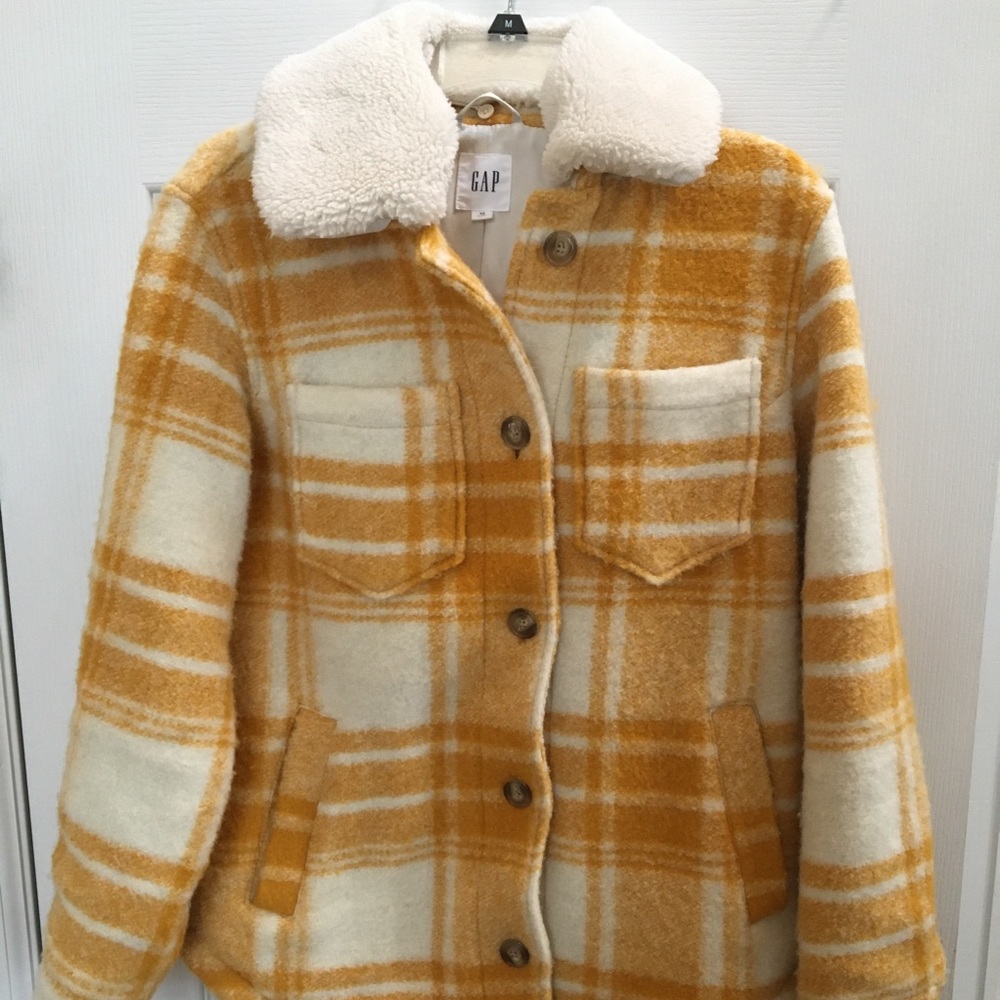 Yellow Plaid Wool Coat XS | THE GAP